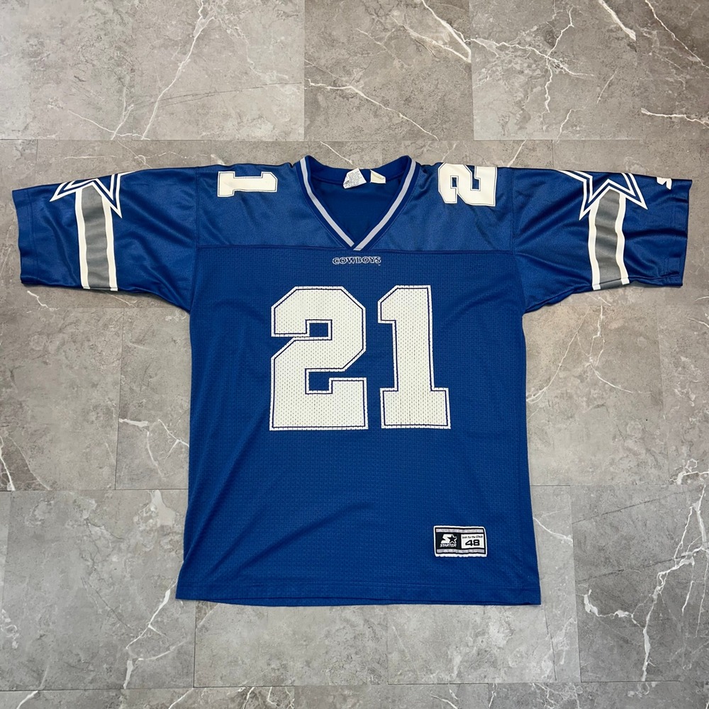 90s Vintage Starter Dallas Cowboys Jersey Mens Large Deion Sanders Blue NFL